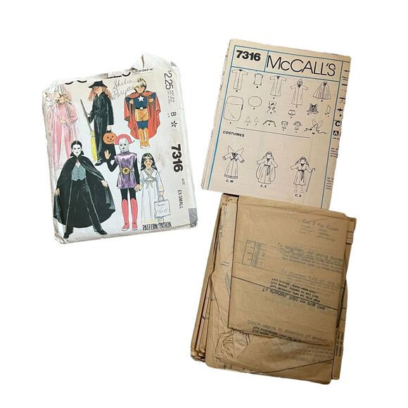 7316 Vintage McCalls Pattern XS Girls Boys Halloween Costume Cape Witch Angel - Picture 4 of 7